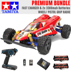 Tamiya RC 47457 Fire Dragon 2020 1:10 Premium Wheel Radio Bundle