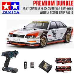 Tamiya RC 58682 Audi V8 Touring 1991 (TT-02) 1:10 Premium Wheel Radio Bundle