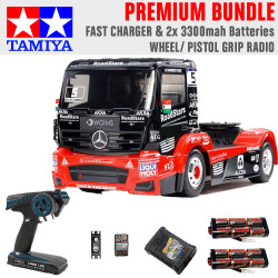 Tamiya RC 58683 Mercedes MP4 Racing Truck 1:14 Premium Wheel Radio Bundle