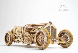 UGEARS U-9 Grand Prix Car Mechanical Wooden Model Kit 70044