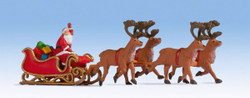 Noch Santa Claus with Reindeer Hauled Sleigh Figure Set N15924 HO Scale