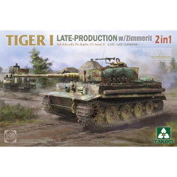 Takom 2199 German WWII Tiger I Late Command w/Zimmerit 2 in 1 1:35 Model Kit