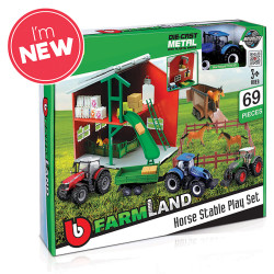 Bburago Farmland Playset Horse Stable w/Diecast New Holland Tractor B18-31682