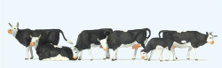 Preiser Black/White Cows (6) British OO Scale Figure Set PR73013 OO Scale
