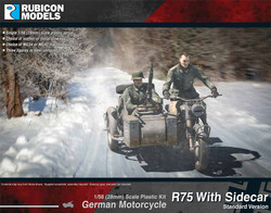 Rubicon Models 280051 ETO German Motorcycle R75 with Side car 1:56 Plastic Model Kit