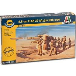 ITALERI 8.8cm Flak 37 AA Gun & Figures 7512 1:72 Fast Assembly Model Kit