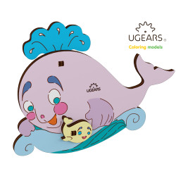 UGEARS 10005 3D Colouring Model Whale Wooden Model Kit