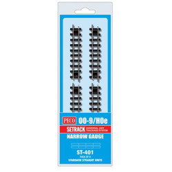 PECO ST-401 Setrack Standard Straights 8-Pack OO9 Gauge Track