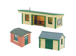 PECO NB-16 Station Platform Shelter with Timber and Brick Huts N Gauge