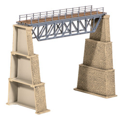Ratio 240 Steel Truss Bridge with Stone Piers N Gauge Kit