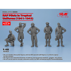 ICM 48080 RAF Pilots in Tropical Uniforms (1941-45) WWII Figures 1:48 Model Kit