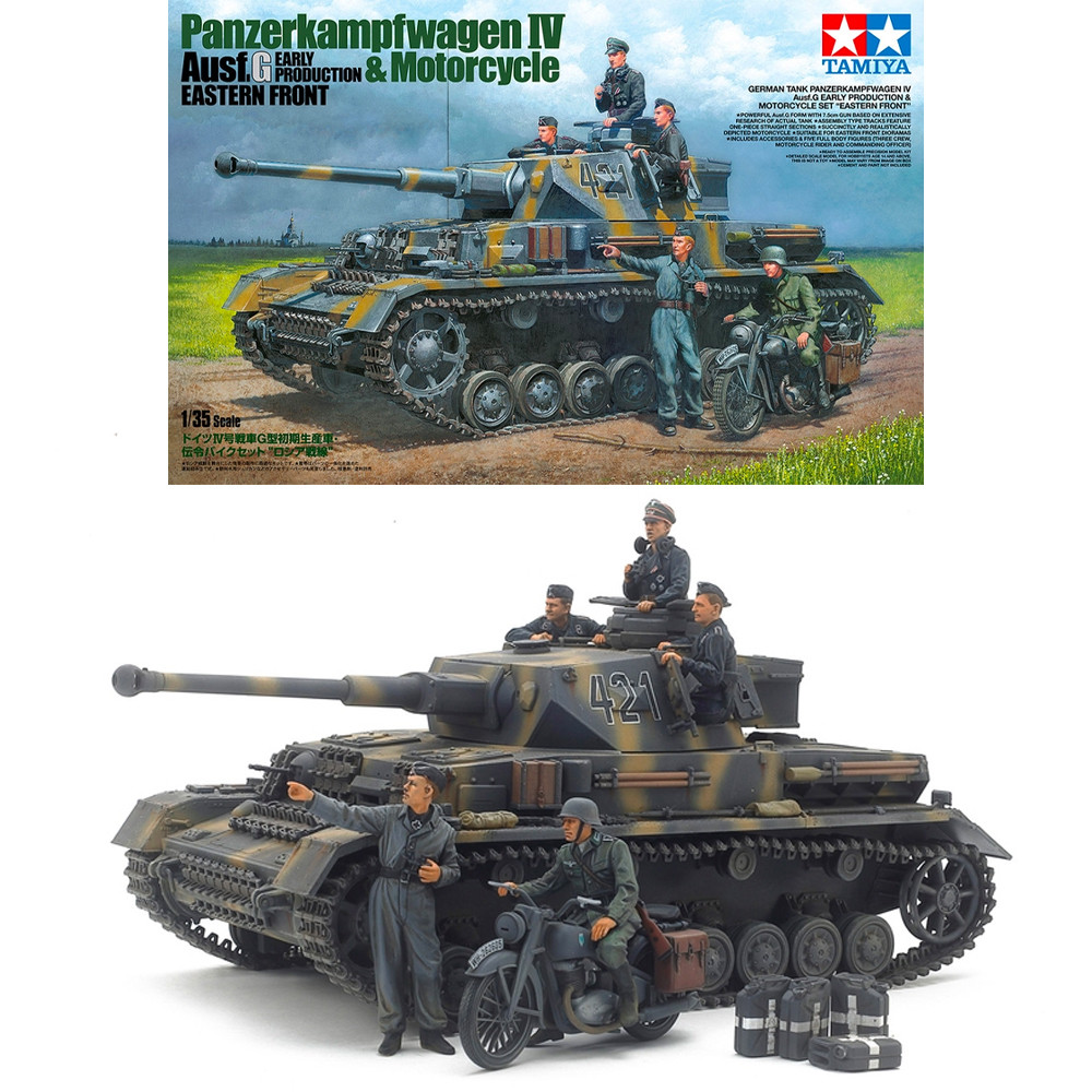 Tamiya 25209 Panzer PzKpfw IV Ausf.G Early and Motorcycle 1:35 Model Kit
