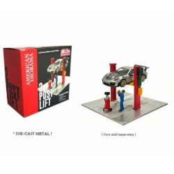 American Diorama Diecast Metal Car Lift w/Oil Drainer & Mechanic 1:64 Diorama