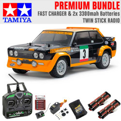 TAMIYA RC 58723 Fiat 131 Abarth Rally Olio (MF-01X) 1:10 Premium Stick Radio Bundle