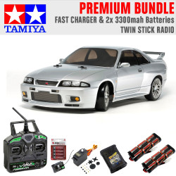 TAMIYA RC 58604 Skyline GTR R33 TT-02D 1:10 Car Premium Stick Bundle