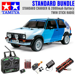 Tamiya RC 58714 Golf MK2 GTI 16 Rally MF-01X RC Car Standard Stick Bundle