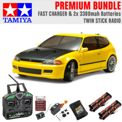 TAMIYA RC 58637 Honda Civic SiR Drift TT-02D 1:10 Car Premium Stick Bundle