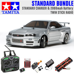 TAMIYA RC 58605 Nismo R34 GT-R Z-tune TT-02D Drift 1:10 Standard Stick Bundle