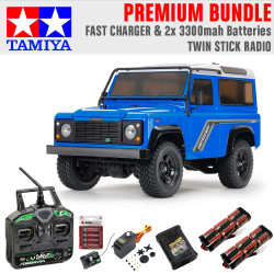 TAMIYA RC 47478 Land Rover '90 Defender 90 Blue CC-02 Premium Stick Bundle