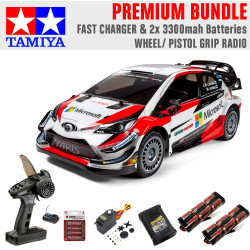 TAMIYA RC 58659 Toyota Yaris Gazoo Racing TT-02 1:10 Premium Wheel Radio Bundle