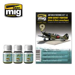 Ammo by MIG Wwii Soviet Airplanes Green & Black For Model Kits MIG 7422