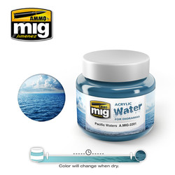 Ammo by MIG Pacific Water Acrylic 250ml For Model Kits MIG 2201