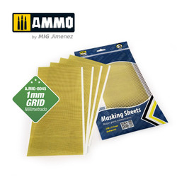 Ammo by MIG Masking Sheets 1mm Grid. X5 Sheets. 290X145mm (Adhesive) For Model Kits MIG 8045