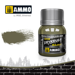 Ammo by MIG Drybrush Medium Olive Green For Model Kits MIG 0609