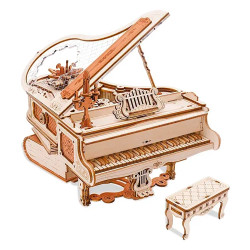 ROBOTIME ROKR Magic Piano Music Box Wooden Mechanical Model Kit AMK81