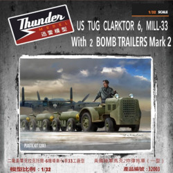 Thunder Model 32003 US Tug Clarktor 6 Mill-33 w/MkII Bomb Trailers 1:32 Model Kit
