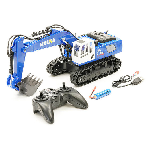 HuiNa RC Excavator 1:18 Blue with Diecast Bucket 2.4Ghz 11Ch CY1558B ...