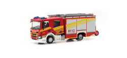 Herpa Scania CP Crewcab Fire Engine Feuerwehr Red/Yellow HO Gauge HA097505