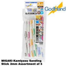 GodHand MIGAKI-Kamiyasu Sanding Stick -3mm-Assortment of 5 Made In Japan KS3-KB