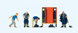 Preiser 10642 Firemen Preparing for the Fire Run (4) Exclusive Figure Set HO
