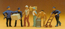 Preiser 14016 Delivery Men (6) with Loads Standard Figure Set HO