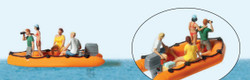 Preiser 10764  Family in Rubber Dinghy (4) Exclusive Figure Set HO