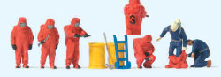 Preiser 10730 Fireman in Red Chemical Suits (6) Exclusive Figure Set HO