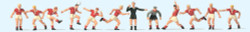 Preiser 10075 Soccer Team (11) & Referee Red/White Exclusive Figure Set HO