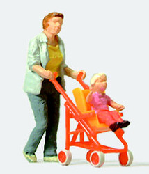 Preiser 28079 Woman with Buggy Figure HO