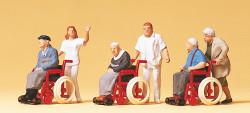 Preiser 10479 Carers with Disabled in Wheelchairs(3) Exclusive Figure Set HO