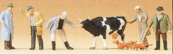 Preiser 75021 Cattle Market Scene (6) Figure Set TT Scale