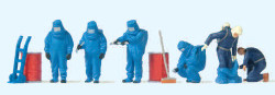 Preiser 10729 Fireman in Blue Chemical Suits (6) Exclusive Figure Set HO