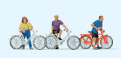 Preiser 10637 Cyclists Waiting at Level Crossing (3) Exclusive Figure Set HO