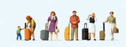 Preiser 10641 Standing with Wheeled Suitcases (6) Exclusive Figure Set HO