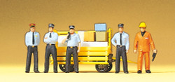 Preiser 10372 RhB Railway Personnel (5) and Trolley Exclusive Figure Set HO