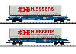 Trix 18711 TRW Sdkmms Bogie Flat Wagon Set w/H.Essers Load (2) VI N Gauge