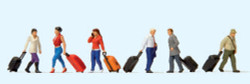 Preiser 10640 Walking with Wheeled Suitcases (6) Exclusive Figure Set HO