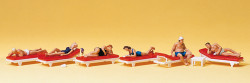 Preiser 10429 Sunbathers on Sunbeds (6) Exclusive Figure Set HO