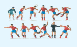 Preiser 10760 Soccer Team (11) & Referee Red/Blue Exclusive Figure Set HO
