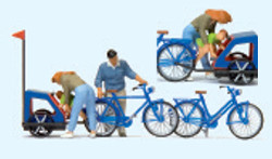 Preiser 10635 Family Bicycle Ride Preparation (3) Exclusive Figure Set HO